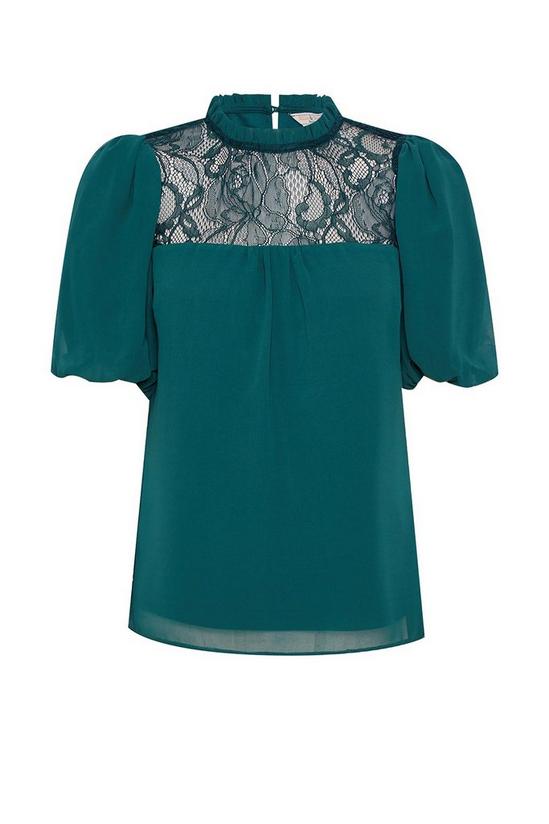 Dorothy Perkins Petite Green Puff Lace Shell Top 4