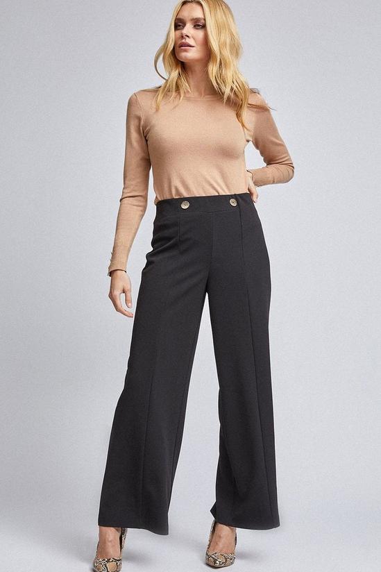 Dorothy Perkins Black Button Palazzo Trousers 1