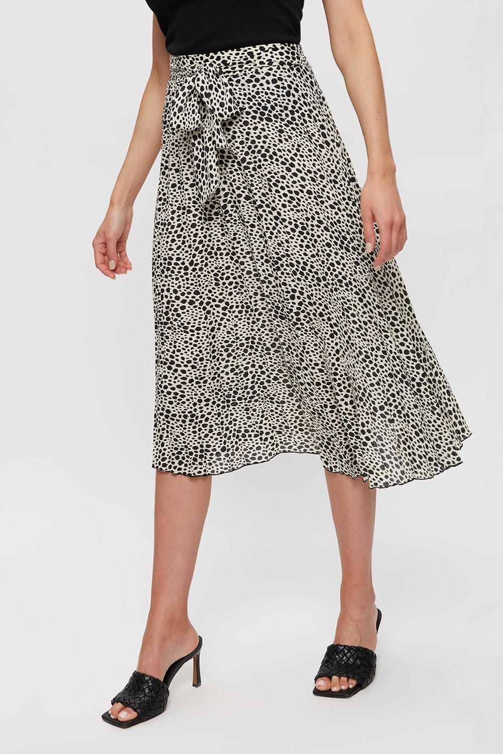 Multi coloured leopard print midi cheap skirt