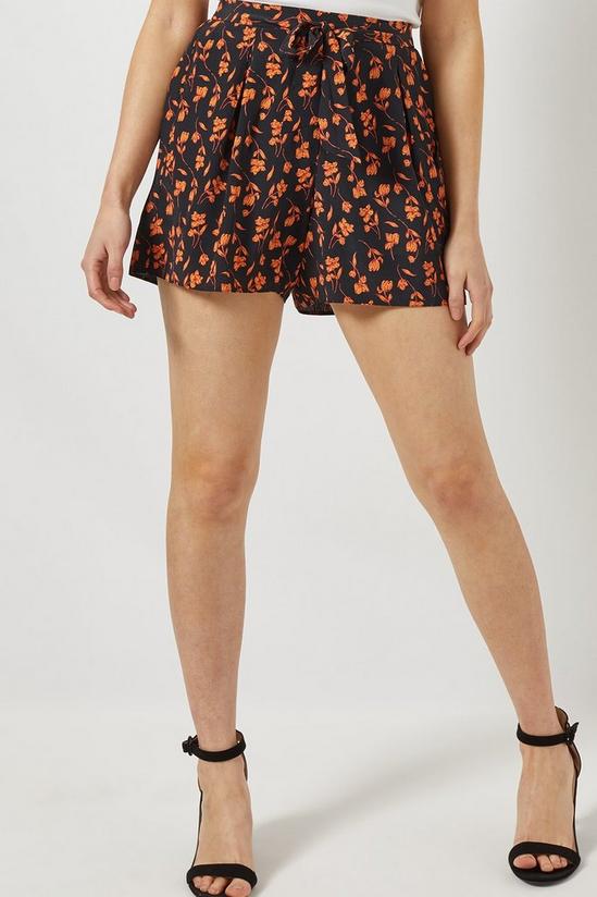 Dorothy Perkins Black And Orange Floral Print Stem Shorts 3
