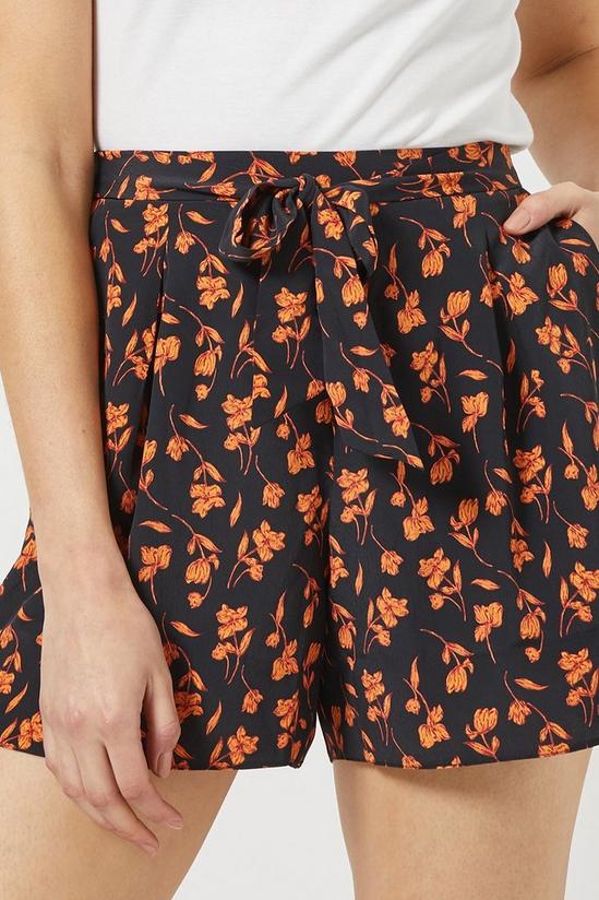 Dorothy Perkins Black And Orange Floral Print Stem Shorts 4