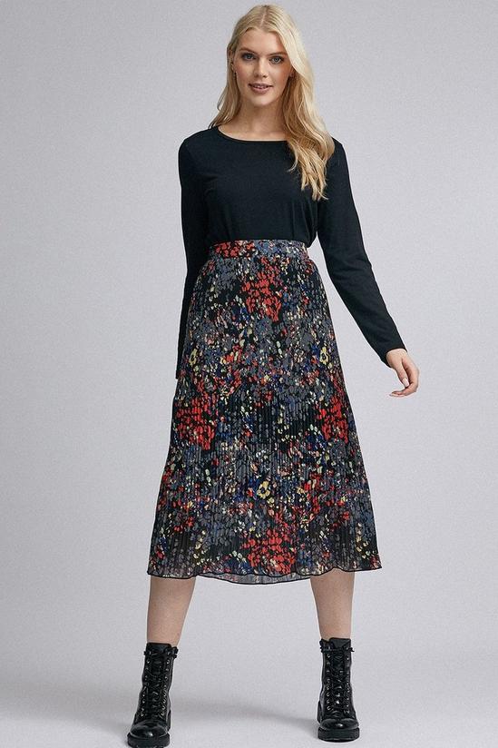 Dorothy Perkins Multi Colour Floral Print Pleated Skirt 1