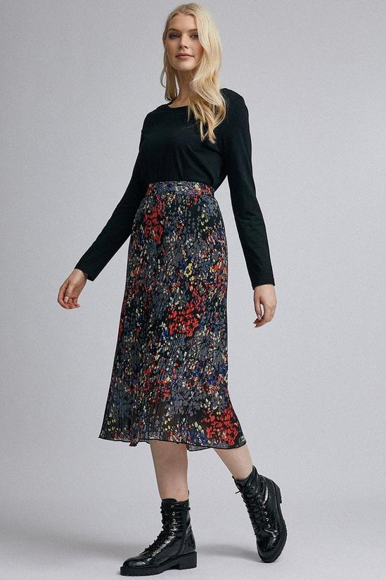 Dorothy Perkins Multi Colour Floral Print Pleated Skirt 2