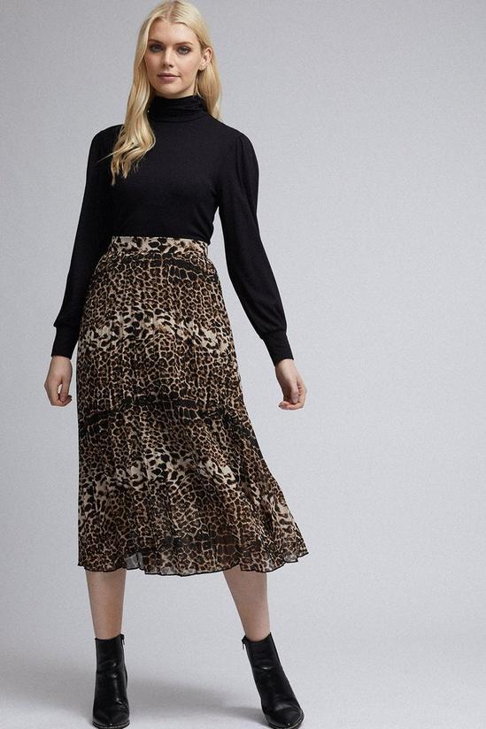 Dorothy Perkins Black Leopard Print Pleat Midi Skirt 3