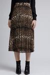 Dorothy Perkins Black Leopard Print Pleat Midi Skirt thumbnail 4