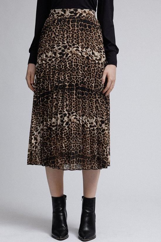 Dorothy Perkins Black Leopard Print Pleat Midi Skirt 4
