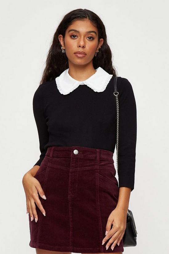Dorothy Perkins Petite Seam Detail Cord Button Skirt 1