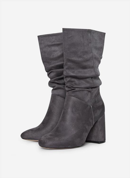 Dorothy Perkins Wide Fit Grey Kinder Ruched Boots 1