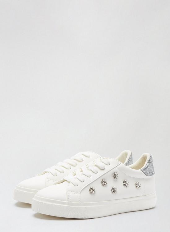 Dorothy Perkins Wide Fit White Ilex Bling Trainers 1