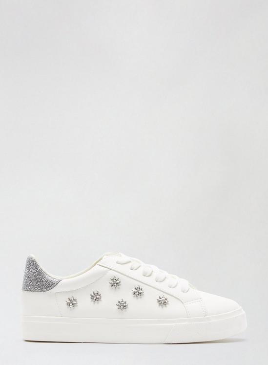Dorothy Perkins Wide Fit White Ilex Bling Trainers 2