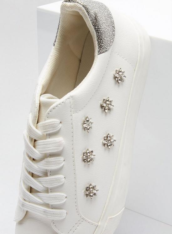 Dorothy Perkins Wide Fit White Ilex Bling Trainers 3