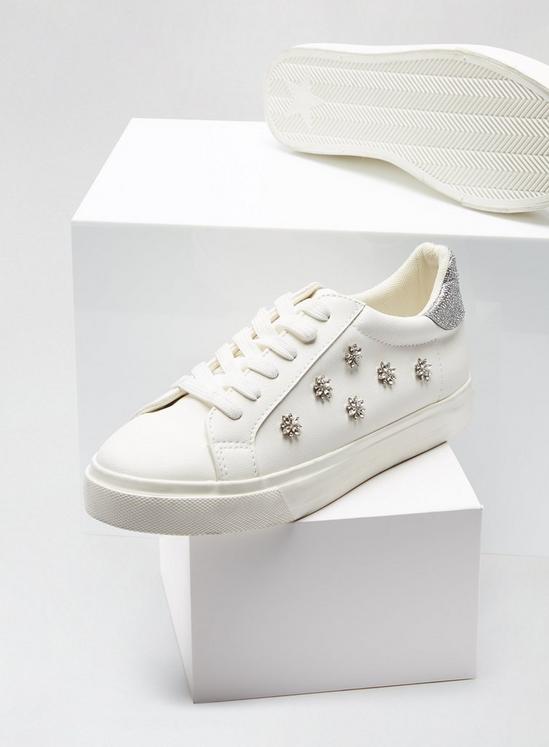 Dorothy Perkins Wide Fit White Ilex Bling Trainers 4