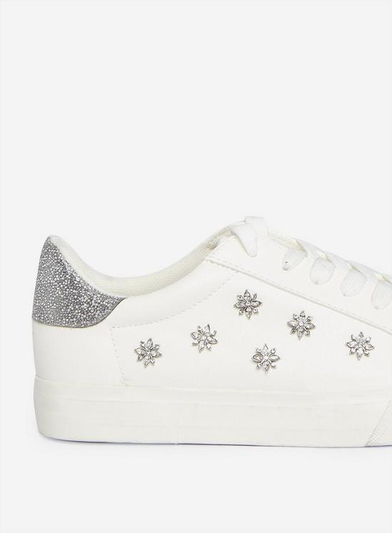 Dorothy Perkins Wide Fit White Ilex Bling Trainers 5