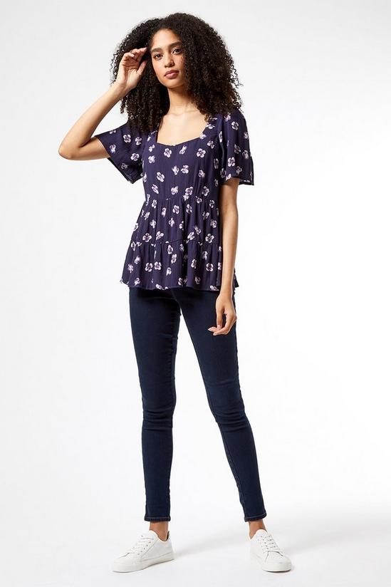 Dorothy Perkins Navy Floral Print Tired Top 1