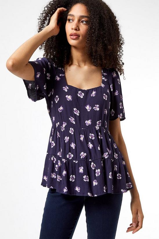Dorothy Perkins Navy Floral Print Tired Top 2
