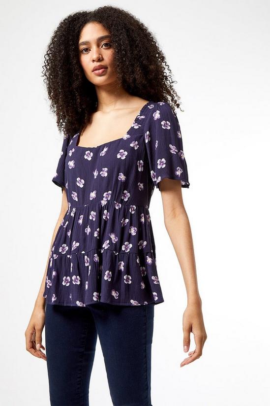 Dorothy Perkins Navy Floral Print Tired Top 4