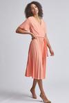 Dorothy Perkins Coral Pleat Wrap Midi Dress thumbnail 4