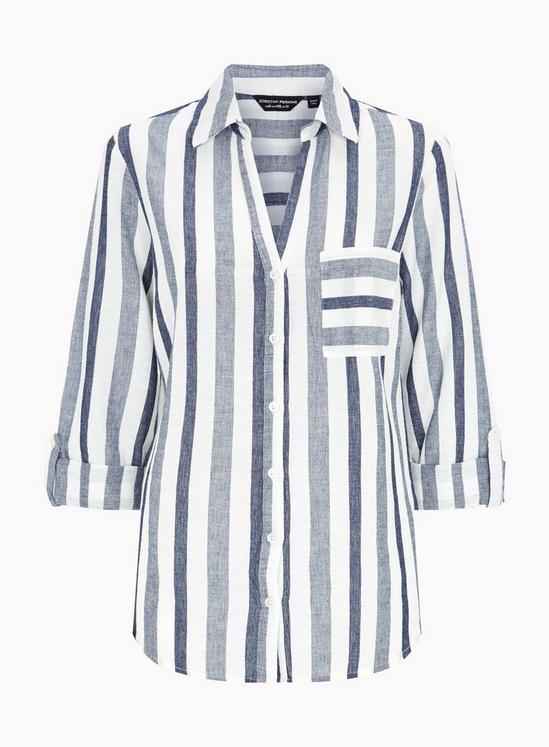 Dorothy Perkins Blue Stripe Print Linen Look Shirt 2