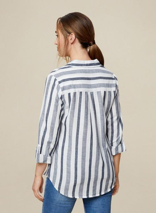 Dorothy Perkins Blue Stripe Print Linen Look Shirt 4