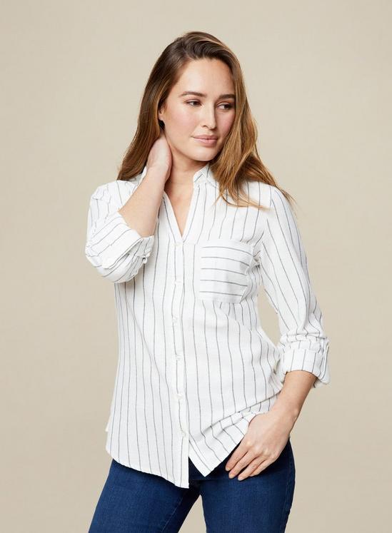 Dorothy Perkins Black Stripe Print Linen Look Shirt 1
