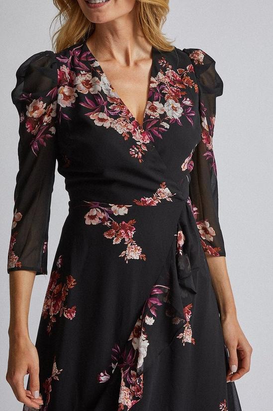 Dorothy Perkins Floral Puff Sleeve Wrap Midi Dress 3