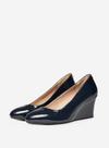 Dorothy Perkins Wide Fit Navy Dreamers Wedge Court Shoe thumbnail 1