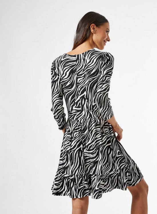 Dorothy Perkins Black Zebra Print Ruched Waist Dress 4