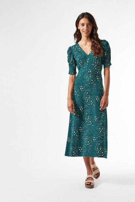 Dorothy Perkins Green Leopard Print Midi Dress 1