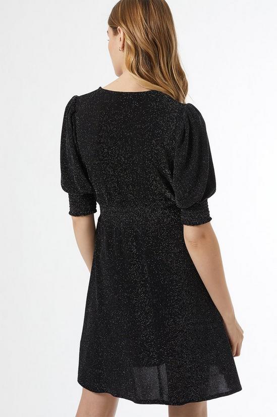 Dorothy Perkins Black Shimmer Shirred Mini Dress 4