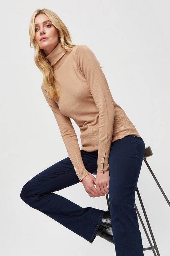 Dorothy Perkins Tall Camel Button Roll Neck 1