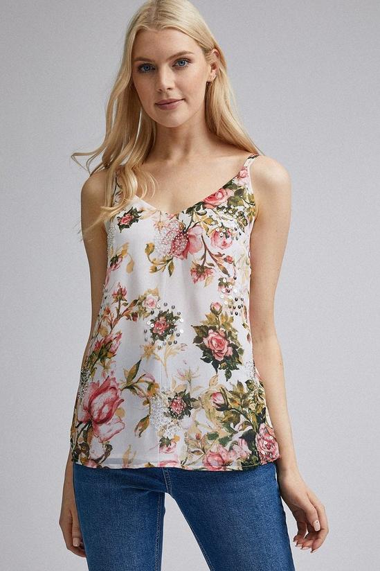Dorothy Perkins Pink Floral Print Sequin Camisole Top 2