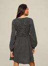 Dorothy Perkins Black Disty Shirred Fit and Flare Dress thumbnail 4