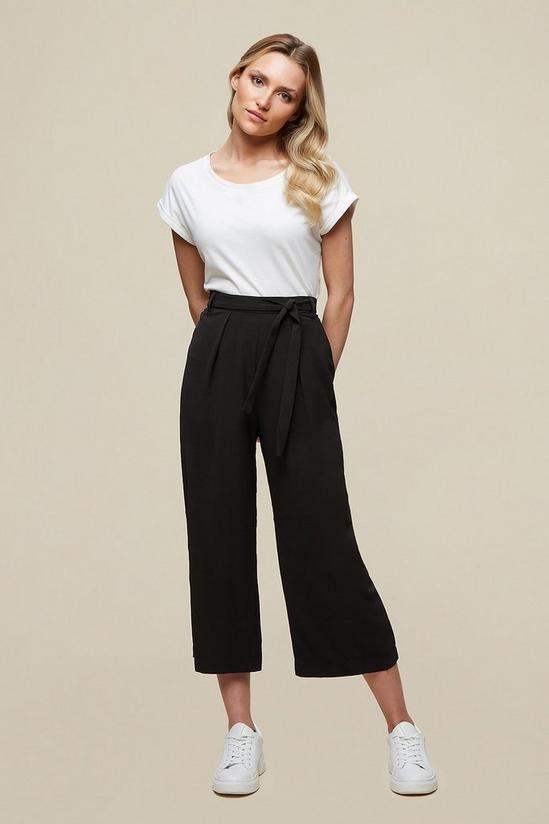 Dorothy Perkins Black Tie Front Cropped Trousers 1