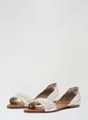 Dorothy Perkins Wide Fit White Leather Jingly Sandals thumbnail 1