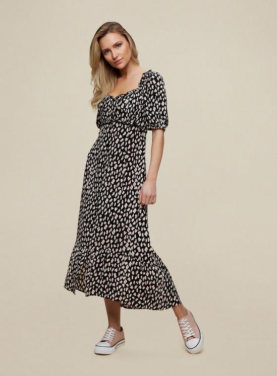 Dorothy Perkins Black Leopard Print Crinkle Dress 1