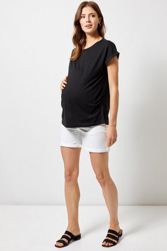 Dorothy Perkins Maternity White Denim Under Bump Shorts 1