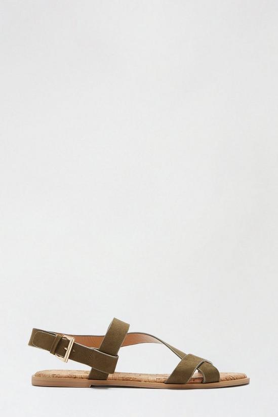 Dorothy Perkins Wide Fit Khaki Fino Asymmetric Strap Sandal 1