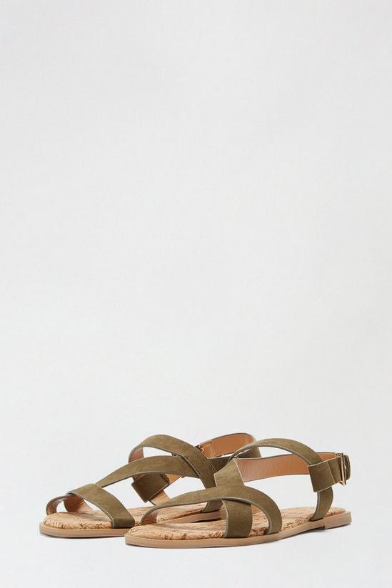 Dorothy Perkins Wide Fit Khaki Fino Asymmetric Strap Sandal 2