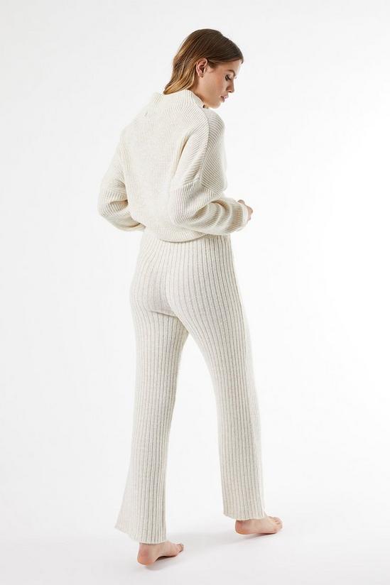 Dorothy Perkins Oatmeal Rib Wide Knitted Trousers 4