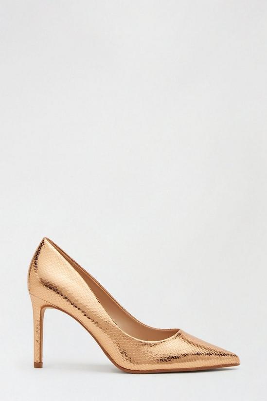 Dorothy Perkins Wide Fit Rose Gold Dash Pointed Court Shoe 1