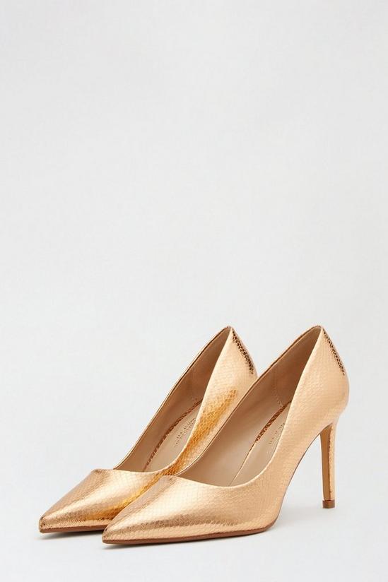 Dorothy Perkins Wide Fit Rose Gold Dash Pointed Court Shoe 2