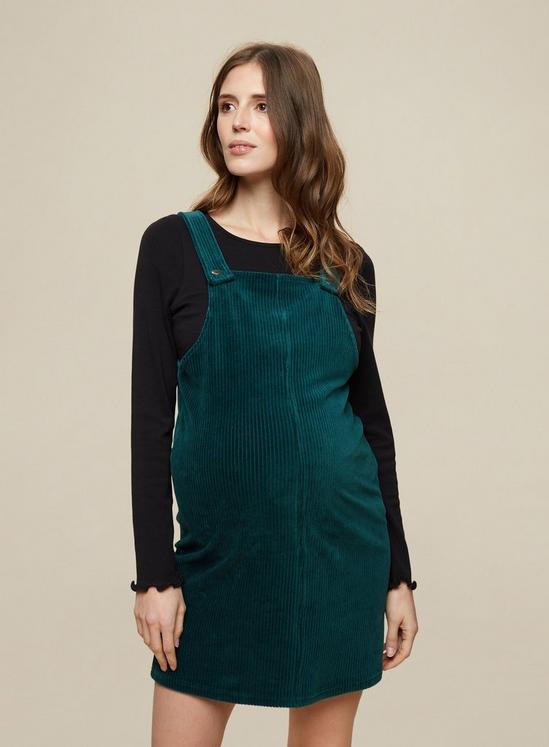 Dorothy Perkins Maternity Green Cord Pinafore Dress 1