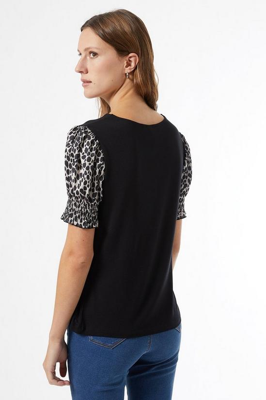 Dorothy Perkins Black Leopard Print Puff Sleeve T Shirt 4