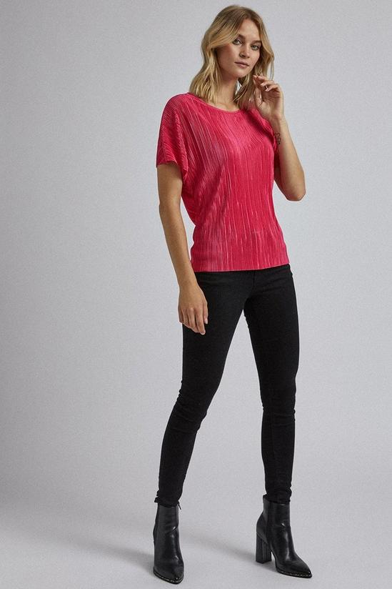Dorothy Perkins Pink Boxy Plisse T-Shirt 1
