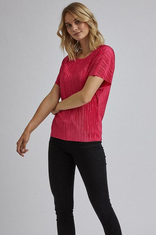 Dorothy Perkins Pink Boxy Plisse T-Shirt 2