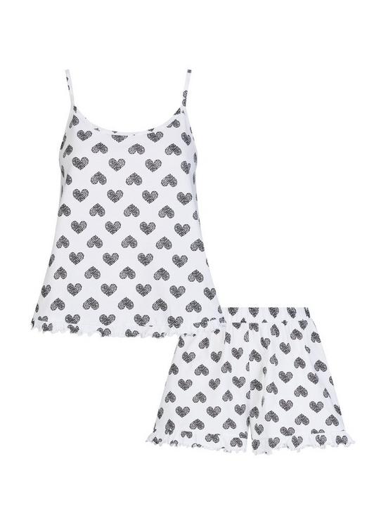 Dorothy Perkins Black And White Heart Print Camisole Set 2