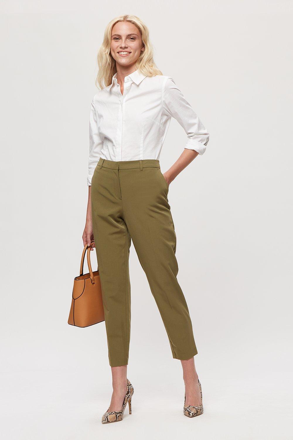 Khaki ankle deals grazer trousers