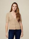 Dorothy Perkins Camel Self Covered Button Cardigan thumbnail 1