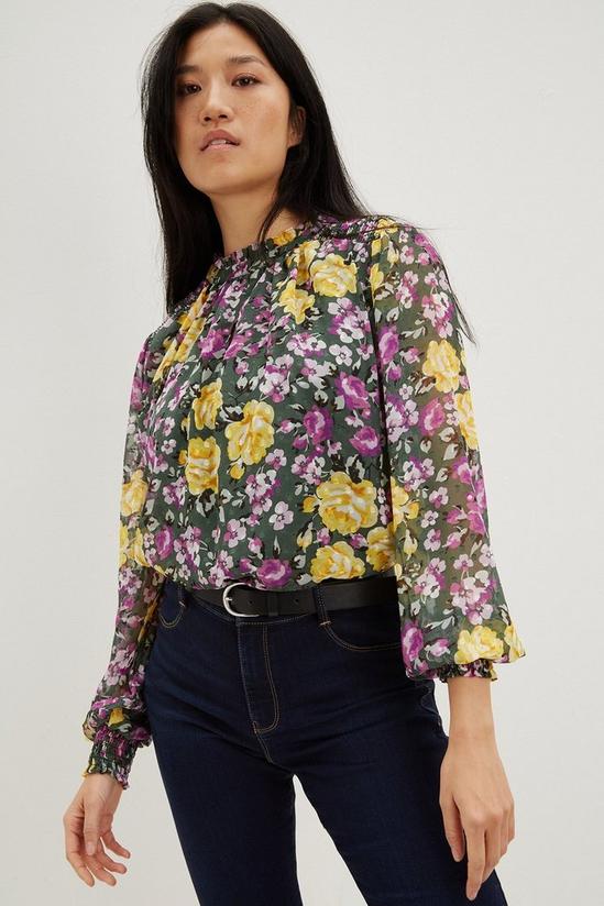 Dorothy Perkins Billie and Blossom Green Floral Print Top 1
