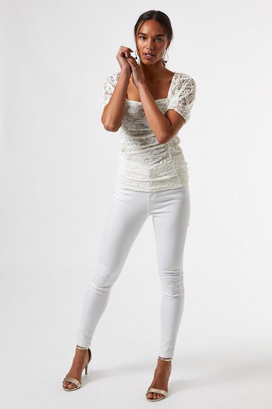 Dorothy Perkins White Lace Ruched Top 1